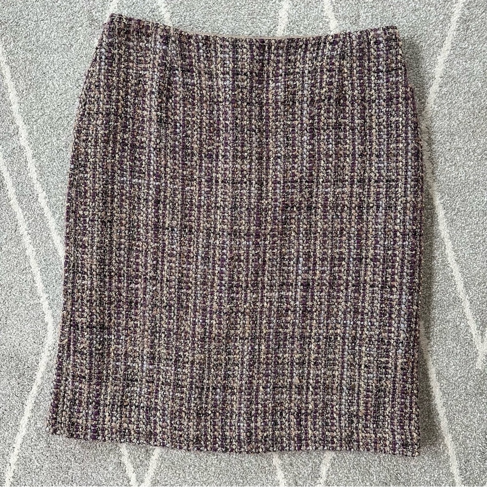 Alex Marie Tan and Purple Tweed Pencil Skirt